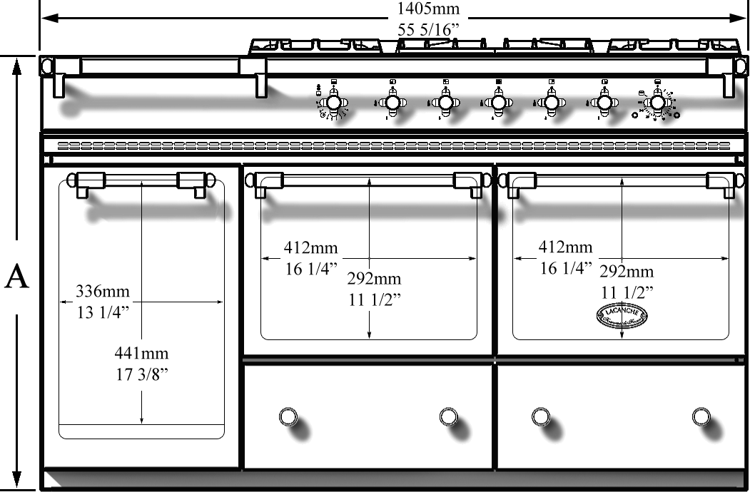 Cluny 1400 front dimensions